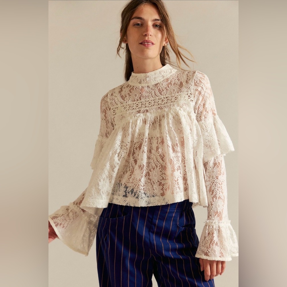 Free People White Lace Blouse